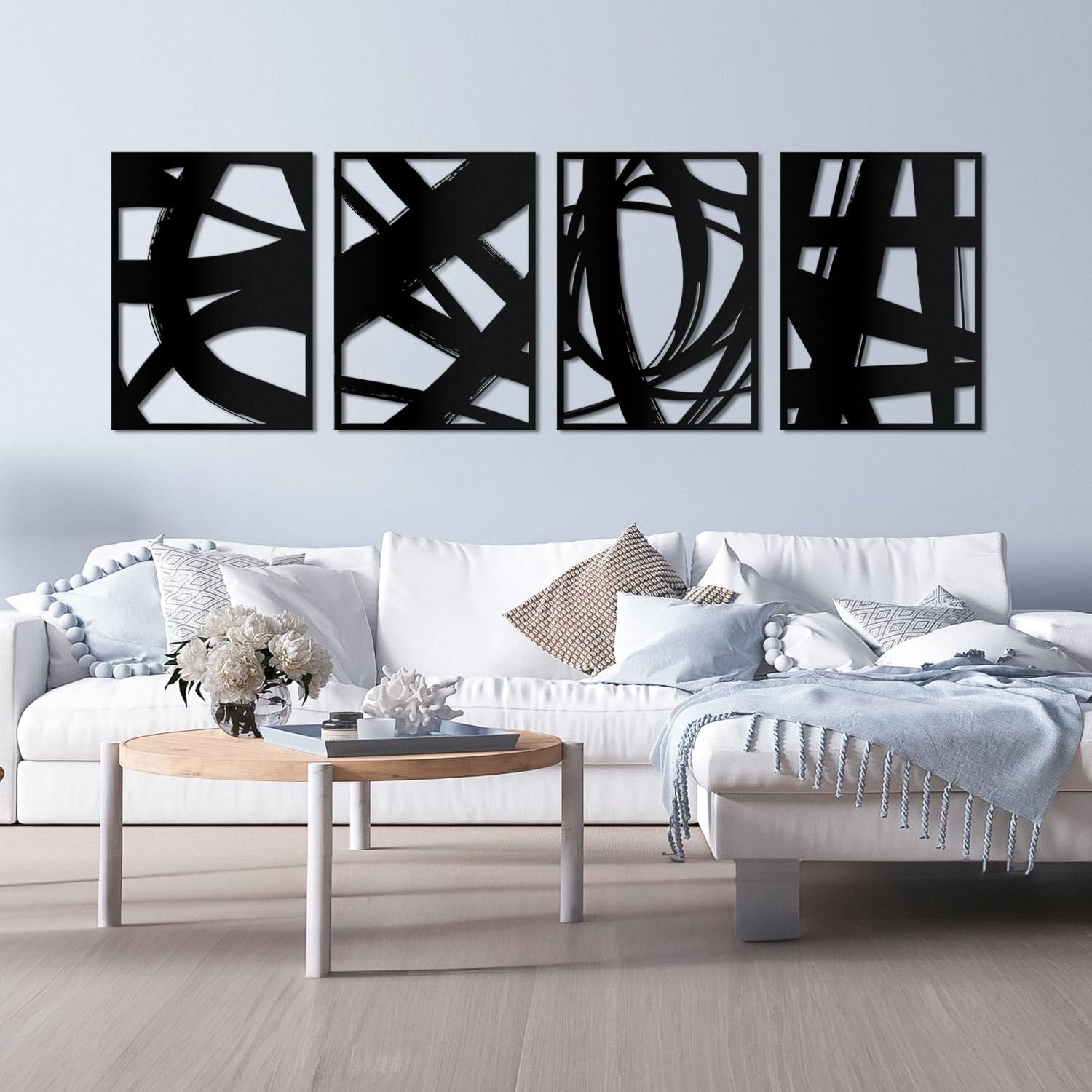 LZAOA four-piece black abstract metal wall art