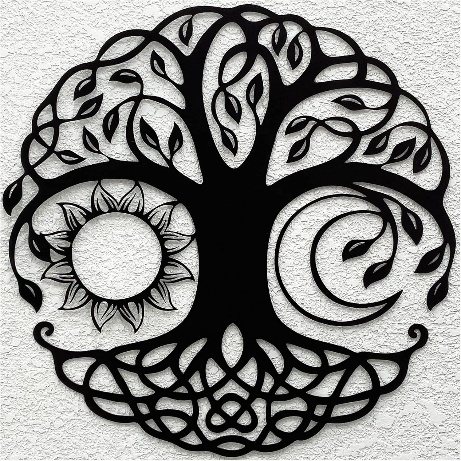 LZAOA black Tree of Life metal wall art with three birds